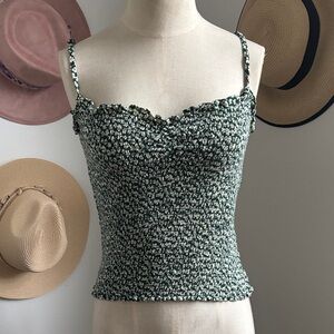Reformation Green Floral Tank Top